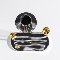 Подсвечник металл на 1 свечу "Линия и шарики" серебро с золотом d=2,5 см 14,5х7,5х26 см