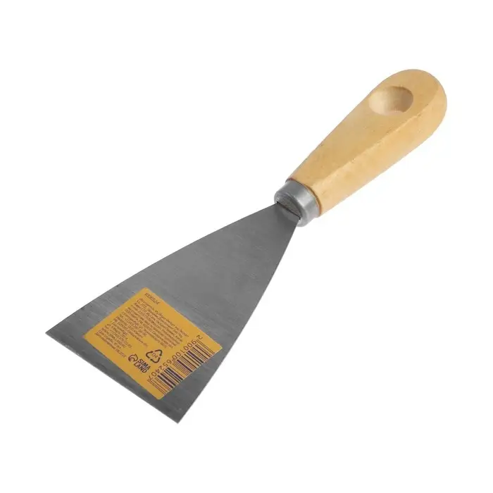 Шпатель малярный ТУНДРА, металлический, деревянная рукоятка, 60 мм