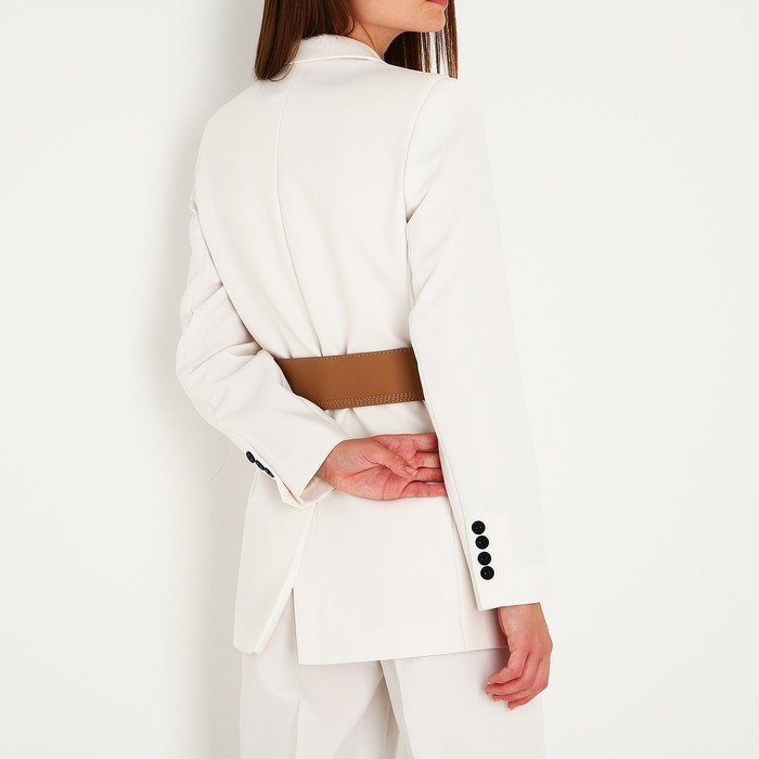 Ремень женский, ширина 6,5 см, пряжка металл, цвет бежевый