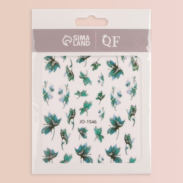 Наклейки для ногтей &laquo;Свежесть&raquo;, с блёстками, цвет зелёный