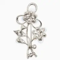 Брошь с жемчугом "Цветы", цвет голубой в серебре