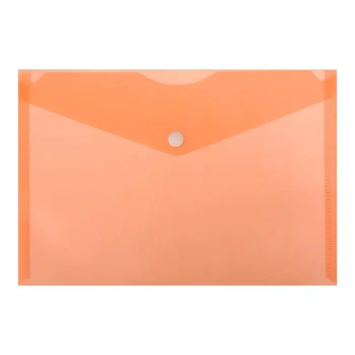 Папка-конверт на кнопке А5, 150 мкм, Calligrata Standard, прозрачная, оранжевая