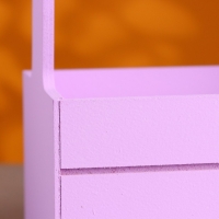 Кашпо деревянное 25.5&times;15&times;30 см "Аром", ручка канат, Сиреневый