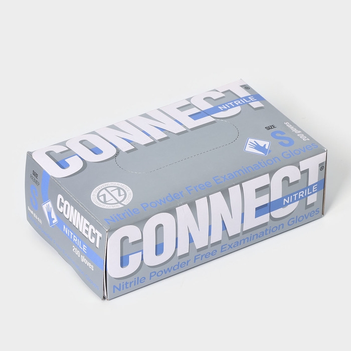 Перчатки нитриловые Nitrile, смотровые, нестерильные, размер S, 200 шт/уп (100 пар), цвет голубой