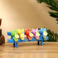 Сувенир "Котята на скамейке" дерево 19х8х6 см, цв. голубой