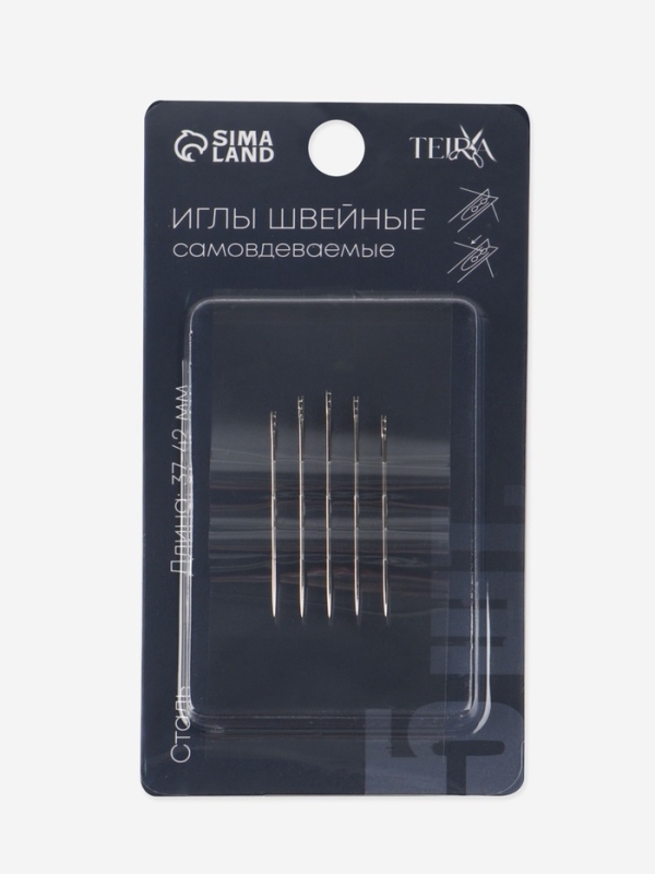 Игла швейная самовдеваемая 37мм*0,75/40мм*0,77/42мм*0,8 ( наб 5шт) сталь TR
