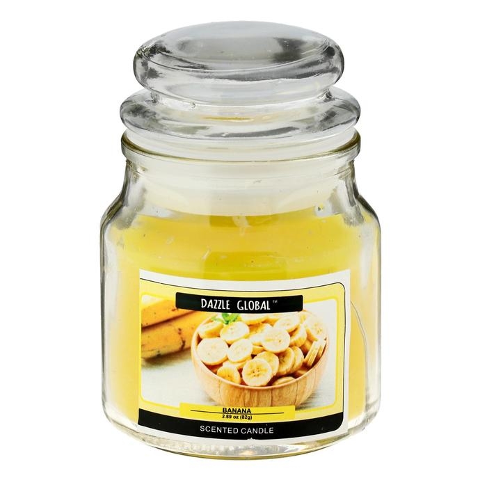 Свеча в банке "Банан" 82 гр 6х9х9 см