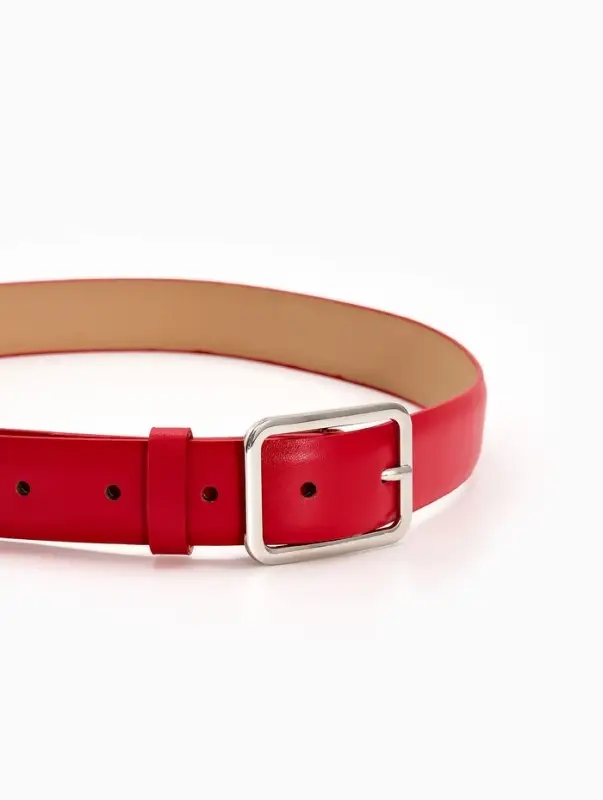 Ремень жен 05-01-02-01, Июнь2505, 3*0,3*110 см, без винта, пряж мат металл, 1 прокол, красн   109031