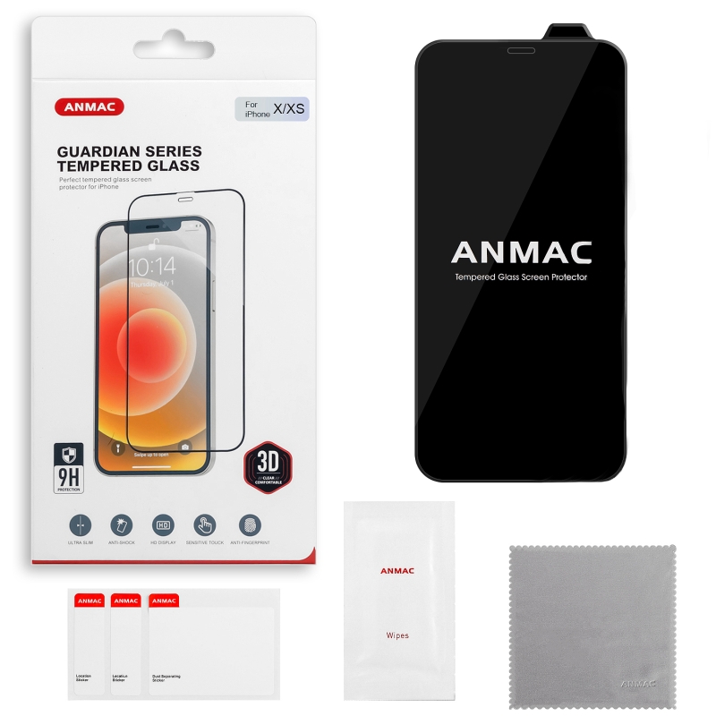 Защитное стекло iPh XS/X 3D ANMAC черное Арт.1137122