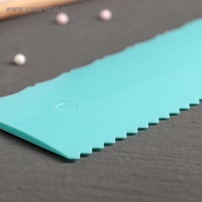 Шпатель кондитерский двойной Доляна &laquo;Узор&raquo;, 25,5&times;7,5 см, цвет голубой