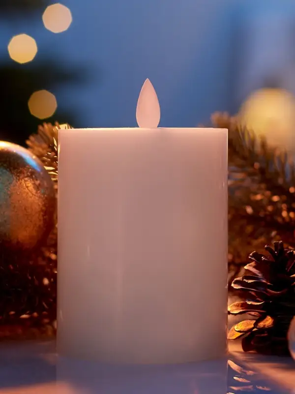 Светодиодная свеча восковая "Белая", 12x7 см, АААx3 (не в компл.), Т/БЕЛЫЙ