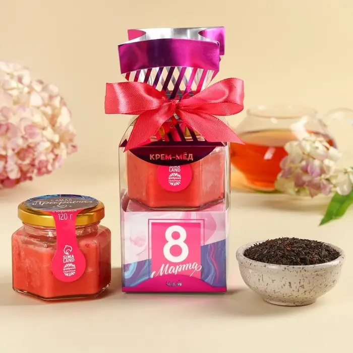 Набор &laquo;8 Марта&raquo;: крем-мёд, чай 50 г