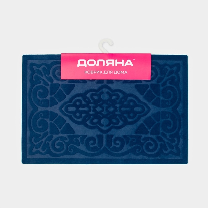 Коврик придверный Доляна &laquo;Восточная сказка&raquo;, влаговпитывающий, без окантовки, 40&times;60 см, синий