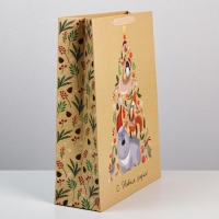 Пакет подарочный новогодний ламинированный &laquo;Дружный хоровод&raquo;, L 31 х 40 х 11.5 см