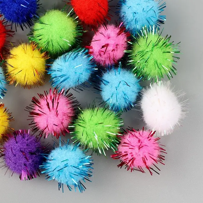 Текстильные детали для декора &laquo;Бомбошки&raquo;, набор 20 шт., размер 1 шт. &mdash; 1,8 см, цвет МИКС