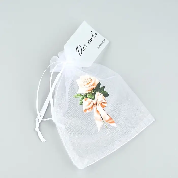 Мешочек подарочный из фатина с термонаклейкой &laquo;Роза&raquo;, 11 х 16 см +/- 1.5 см