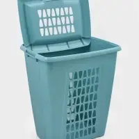 Корзина для белья с крышкой &laquo;Молетта&raquo;, 60 л, 47.9&times;36.9&times;55 см, прямоугольная, бирюзовая