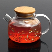 Чайник стеклянный заварочный с бамбуковой крышкой &laquo;Тропики&raquo;, 600 мл