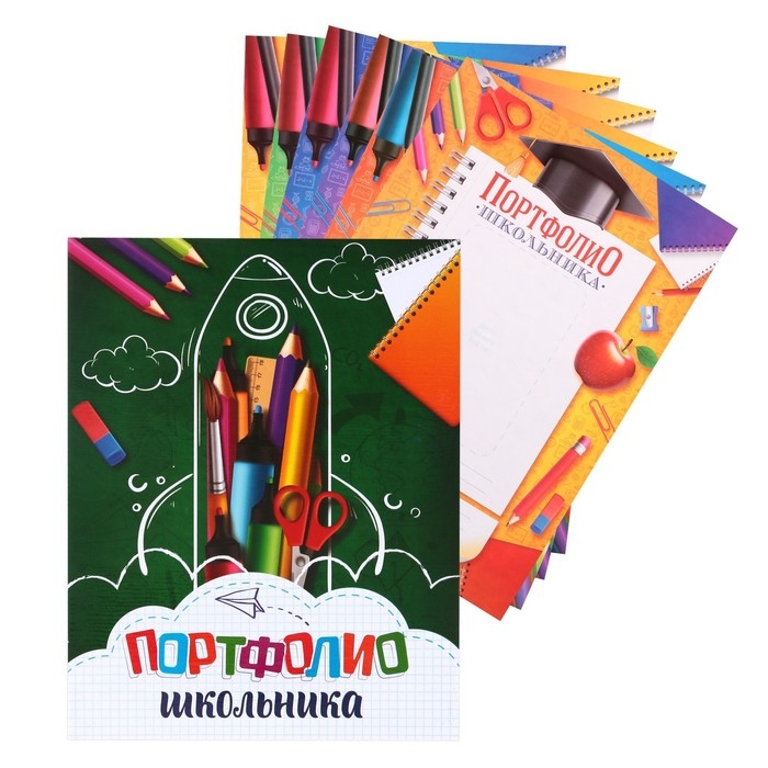 Папка школьная на кольцах &laquo;Портфолио школьника&raquo;, 6 листов-разделителей, 24,5 х 32 см.