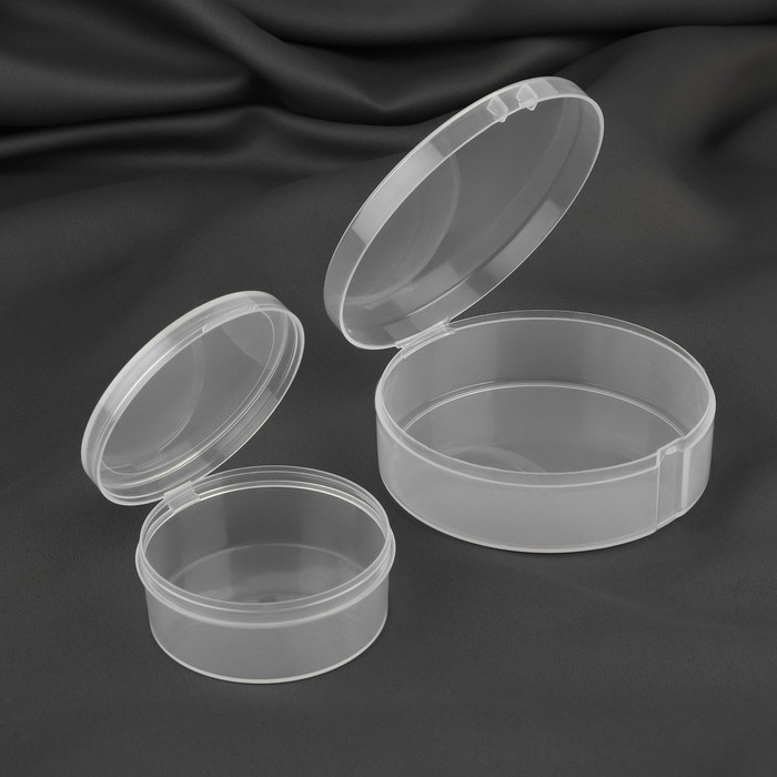 Набор контейнеров для рукоделия, 2 шт, d = 9 &times; 3 / 6,5 &times; 2,5 см, цвет прозрачный
