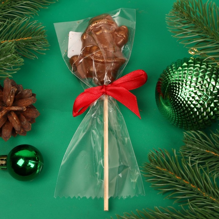 Новый год. Фигура из молочного шоколада "Дед мороз", на палочке , 20 г &plusmn; 5 %