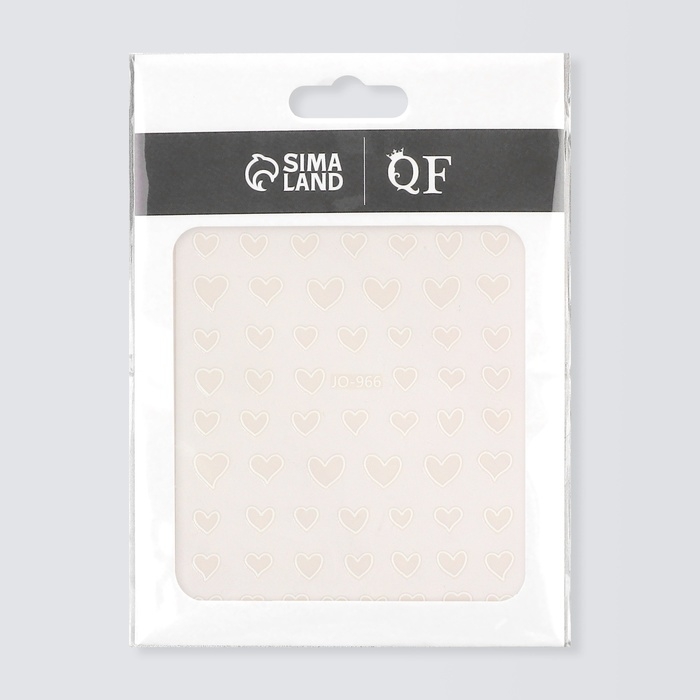 Наклейки для ногтей &laquo;Сердца&raquo;, объёмные, цвет белый