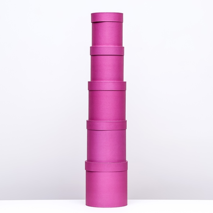 Набор шляпных коробок 5 в 1 "Фуксия", 20 &times; 20 &times; 20‒13,5 &times; 13,5 &times; 13,5 см