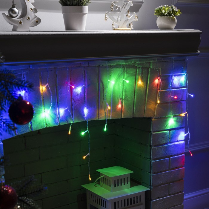 Гирлянда &laquo;Бахрома&raquo; 3 &times; 0.5 м, IP20, прозрачная нить, 80 LED, свечение мульти, 8 режимов, 220 В