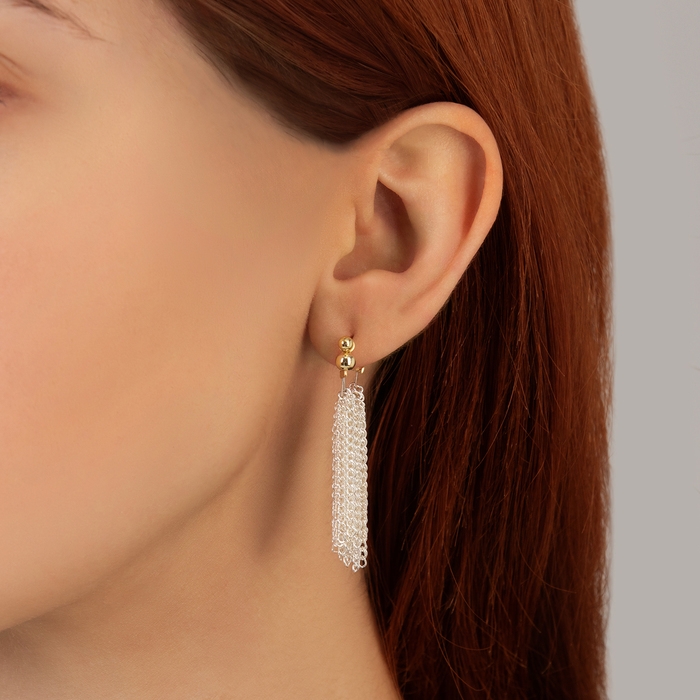 Серьги металл &laquo;Цепи&raquo; сборка мини, цвет серебряно-золотой