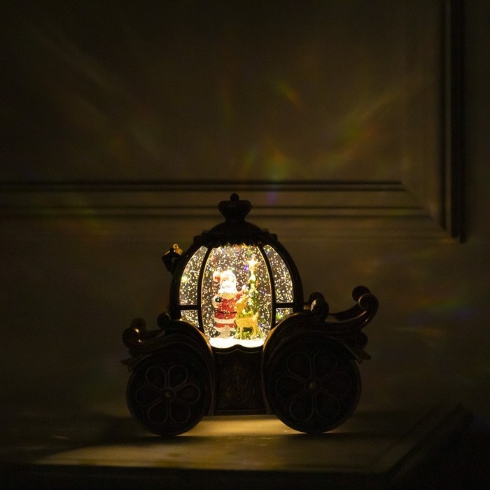 Светодиодная фигура &laquo;Карета с Дедом Морозом&raquo; 20 &times; 18.5 &times; 11 см, пластик, батарейки ААх3 (не в комплекте), USB, свечение тёплое белое