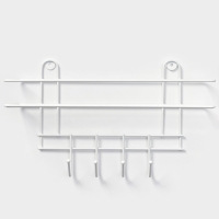 Полка для ванной прямая, 4 крючка, 33&times;12,5&times;4,5 см, цвет белый
