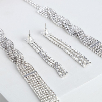 Набор 2 предмета: серьги, колье &laquo;Лёд&raquo; косичка, 80см, цвет белый в серебре, 80см