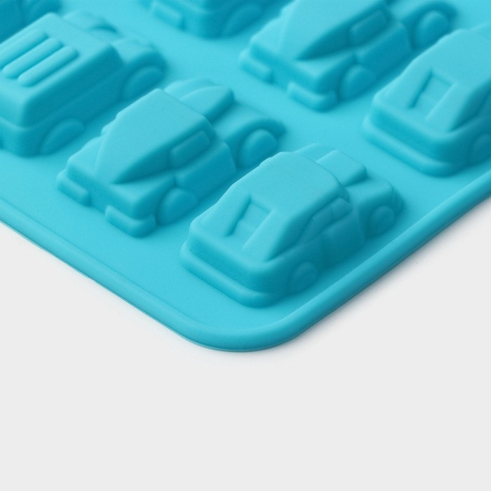 Форма для мармелада Доляна &laquo;Автомобили&raquo;, силикон, 22&times;10&times;1,8 см, 20 ячеек (3,2&times;1,8 см) цвет МИКС