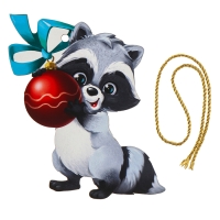 Ёлочная деревянная подвеска &laquo;Новый год! Енотик&raquo;