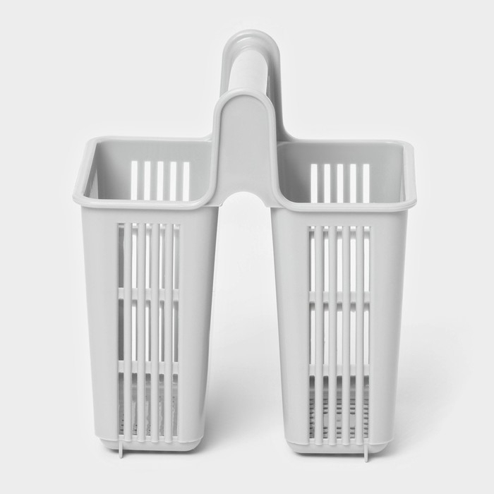 Сушилка для столовых приборов, 2 отделения, 10,1&times;13,8&times;16 см, цвет серый