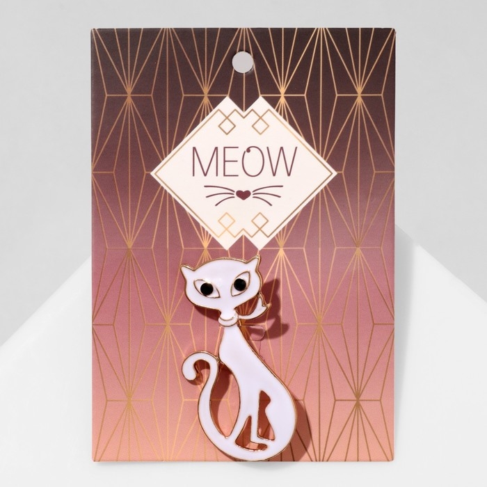 Брошь &laquo;Кошка&raquo; мур-мур, цвет белый в золоте