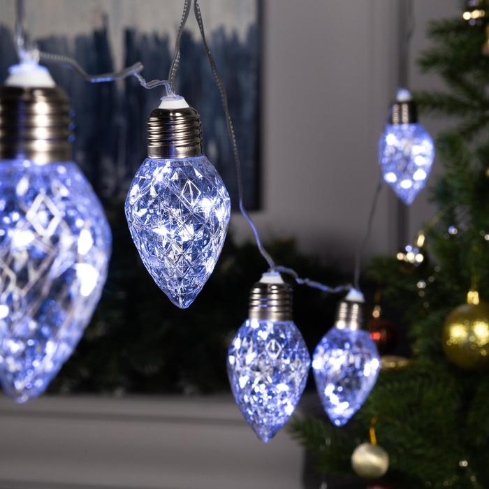 Гирлянда &laquo;Нить&raquo; 3 м с насадками &laquo;Лампочки шишки&raquo;, IP20, прозрачная нить, 80 LED, свечение белое, 8 режимов, 220 В