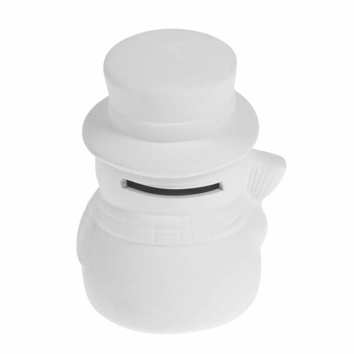 Роспись по керамике &mdash; копилка &laquo;Снеговик с метлой&raquo; + краски 6 цветов по 3 мл, кисть