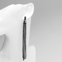 Серьги висячие со стразами &laquo;Лёд&raquo; 4 нити, цвет чёрный, 11,5 см