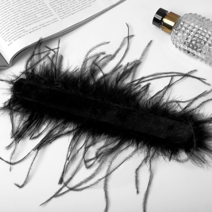 Браслет-манжета &laquo;Роскошь&raquo; перья, цвет чёрный, 24 см