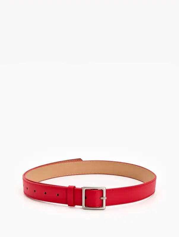 Ремень жен 05-01-02-01, Июнь2508, 3*0,3*110 см, без винта, пряж мат металл, 1 прокол, красн   109031