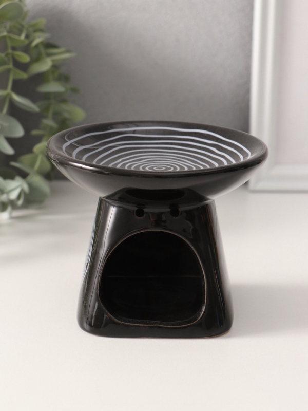 Аромалампа керамика "Водоворот" чёрная 11х11х8 см