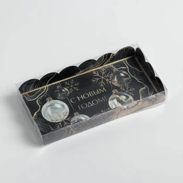 Коробка для кондитерских изделий с PVC крышкой &laquo;Снежинка&raquo;, 10.5 х 21 х 3 см