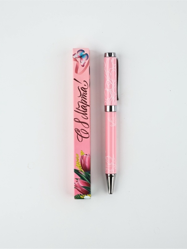 Ручка шариковая синяя паста металлический корпус в коробке &laquo;С 8 Марта!&raquo;, 1.0 мм