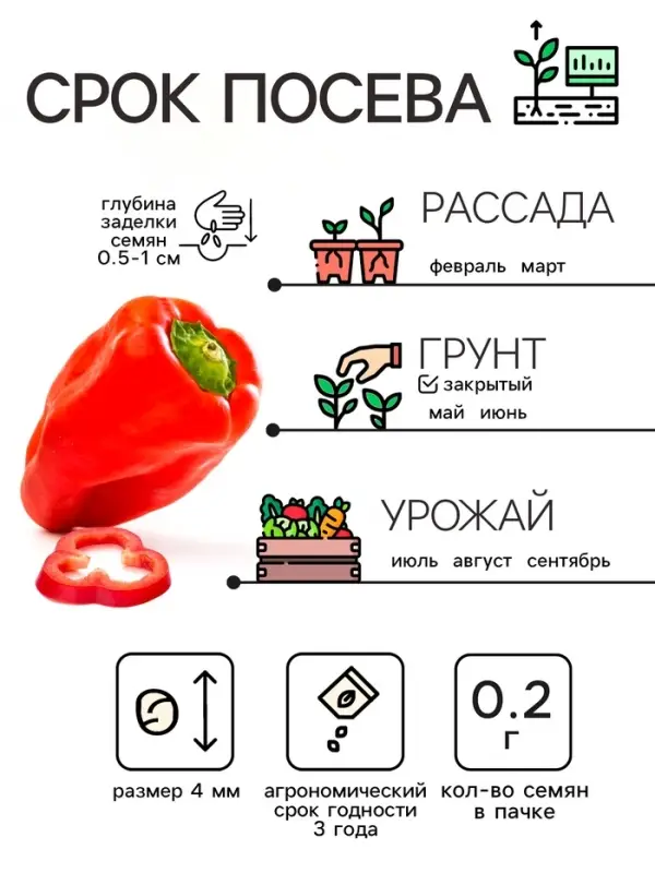 Семена Перец сладкий "Калифорнийское чудо", 0,2 г