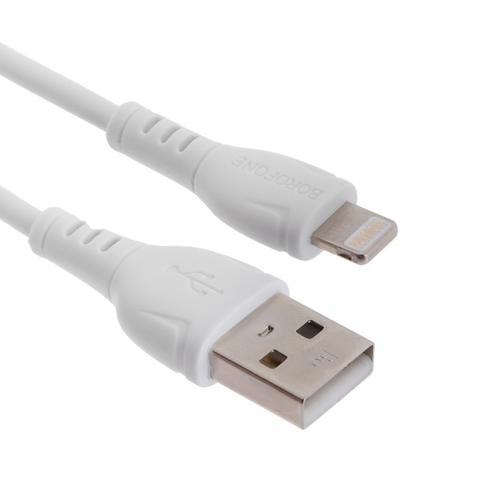 Кабель Borofone BX51, Lightning - USB, 2.4 А, 1 м, PVC оплётка, белый