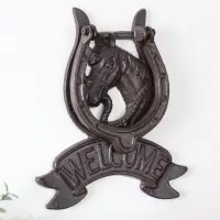 Дверной молоток чугун "Конь в подкове - Welcome" 18х2х21 см