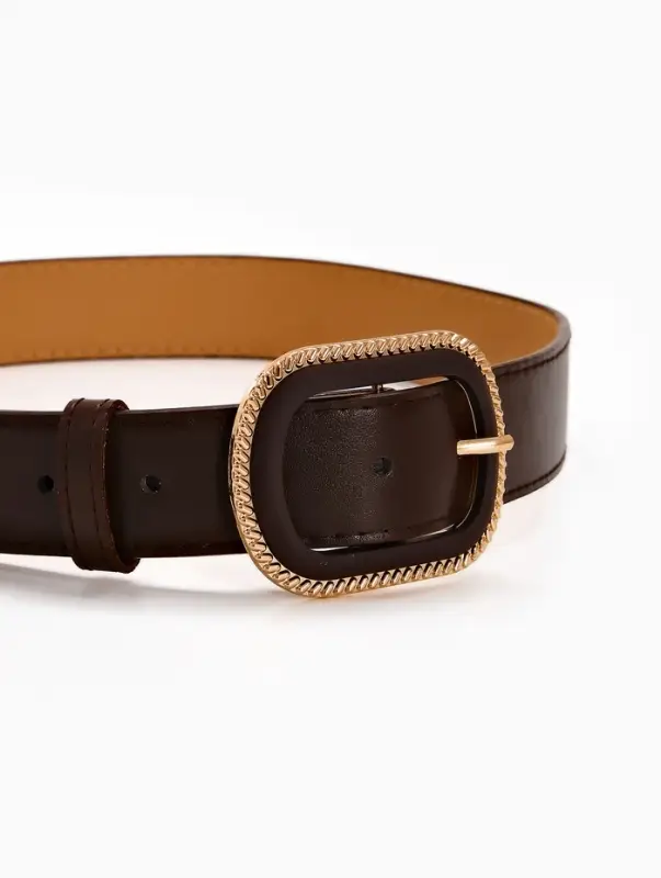 Ремень жен 05-01-07-01, Июнь2507, 3*0,3*110 см, без винта, пряж золото+пласт, 1 прокол корич   10903