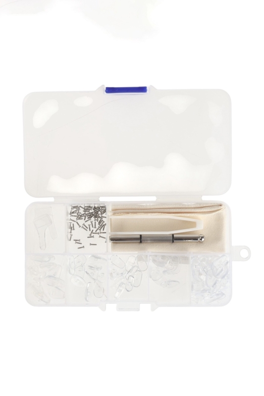 Набор инструментов для ремонта очков отвертка, пинцет, винты, носоупоры 70 шт.