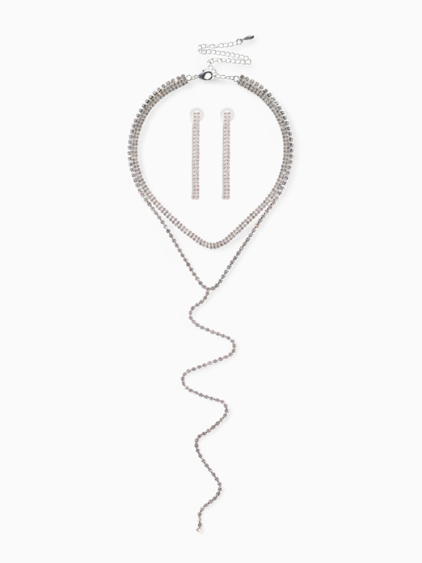 Набор 2 предмета: колье-чокер, серьги "Блеск", цвет белый в серебре